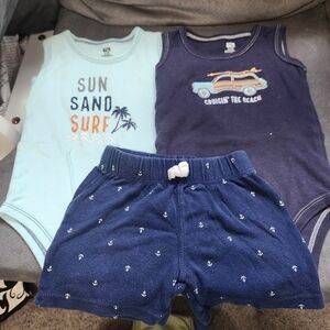 Blue Short Sleeve Matching Sets with Graphic Designs